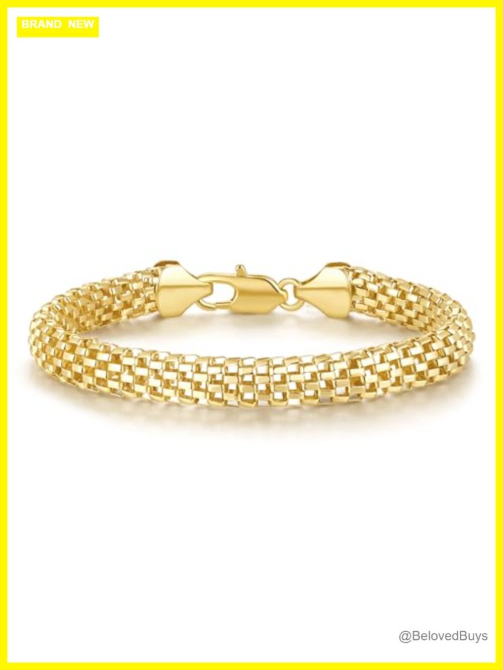 14K Gold Plated Woven Charm Bracelet for Women Men
